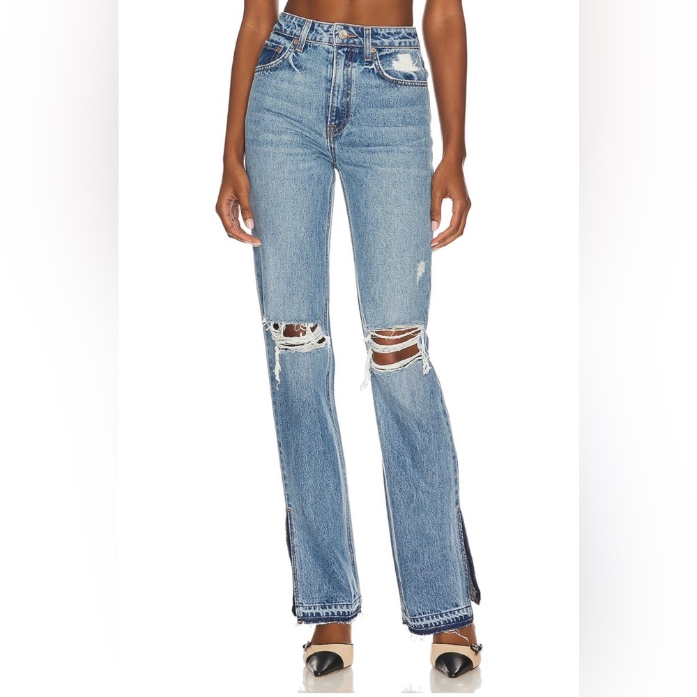 GRLFRND Jeans - Harlow High rise with slit hem.